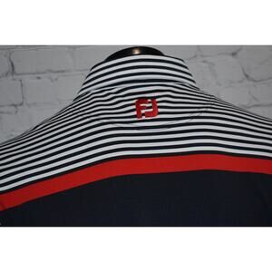 Footjoy Golf Shirt Men Size Medium Polyester Blend Performance Rose Logo Blue